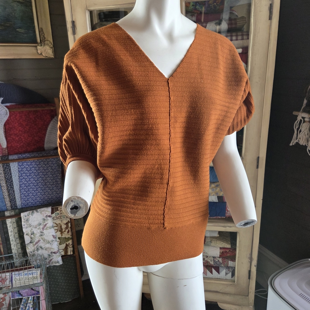 Tahari Orange V-Neck Sweater